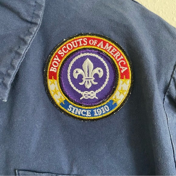 VINTAGE NAVY BLUE BOY SCOUTS OF AMERICA BUTTON UP PATCH WORK SHORT SLEEV… - Picture 5 of 10